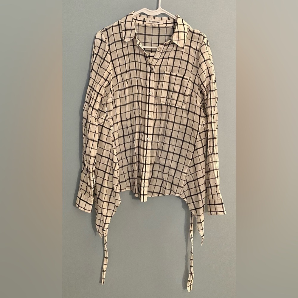 Elizabeth And James Plaid Thatcher Tie Back In Medium Black White Checkered